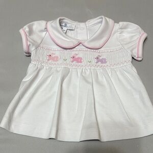 Magnolia baby Adorable White Blouse with Pink and Purple Embroidery